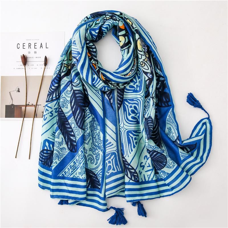 Vacation Tassel Ethnic Style Literary Cotton And Linen Scarf Nhgd158417