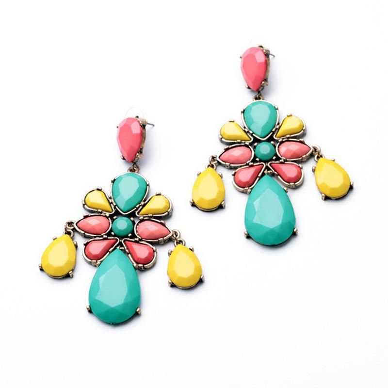 New Flower Luxury Color Diamond Stud Earrings
