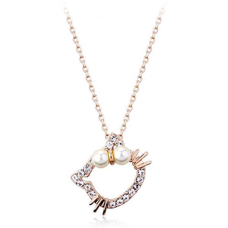 Niedliche Und Süße Diamant-kitty-perlenkette Exquisite Kleine Frische Accessoires High-end-außenhandels Schmuck 330556
