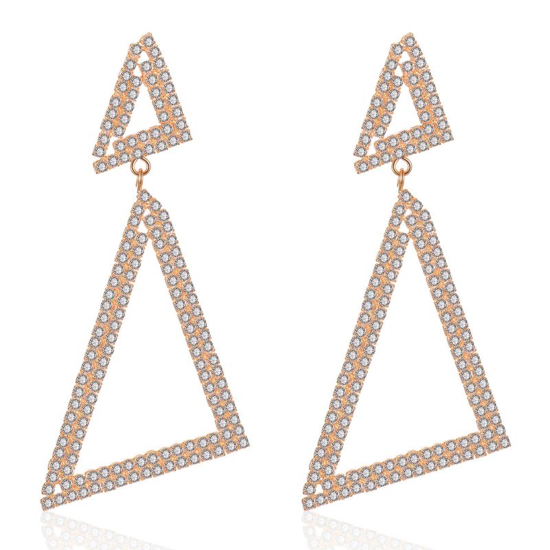 Personal Isierte Dreiecks-strass-diamant-ohrringe Für Frauen Europäische Und Amerikanische Retro-kreative Netz Rote Ohrringe Für Frauen F3610
