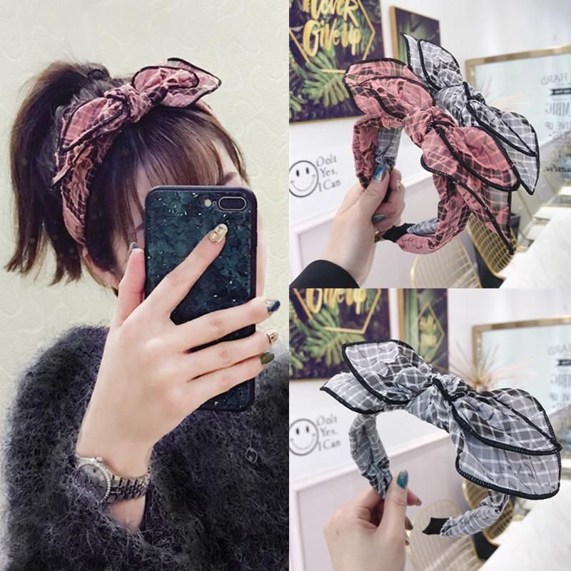 Korean Version Of The Three-dimensional Flower Embroidery Large Bow Headband