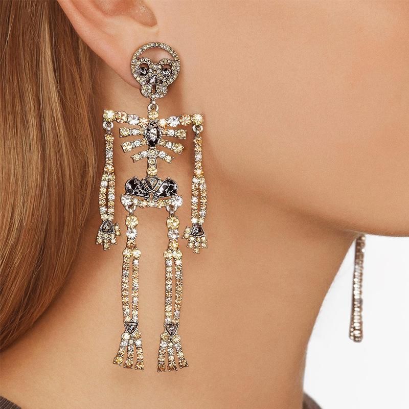 Sleek Minimalist Alloy Studded Skeleton Earrings