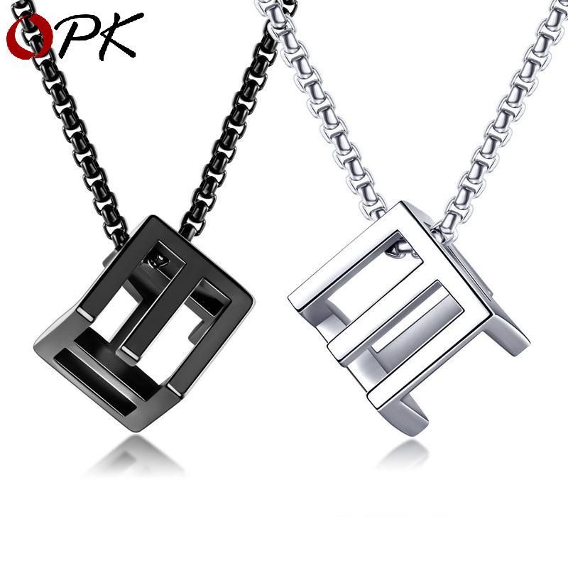 Europe And The United States Hollow Square Love Cubes Men And Women Necklace