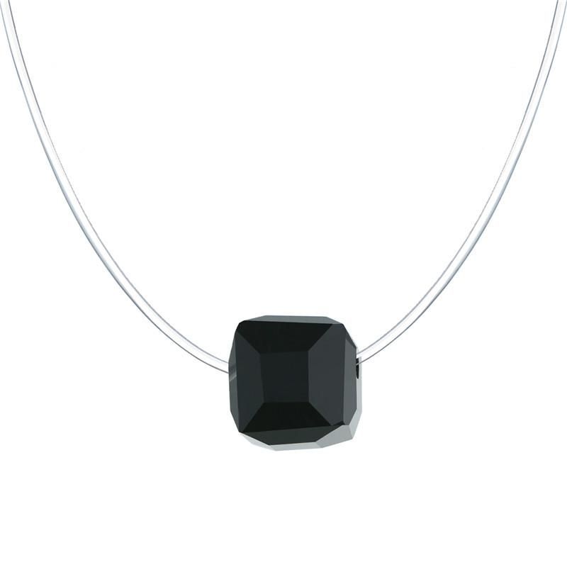Stylish Geometric Resin Black Invisible Zircon Necklace