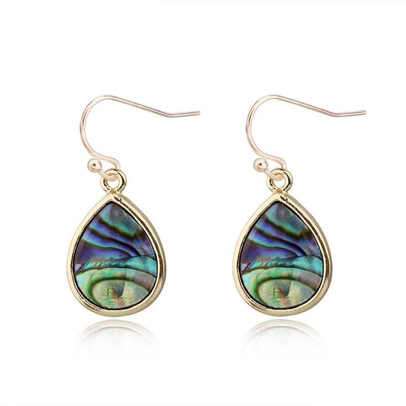 Retro Small Shell Paint Water Drops Six-sided Horse Eye Earrings Resin