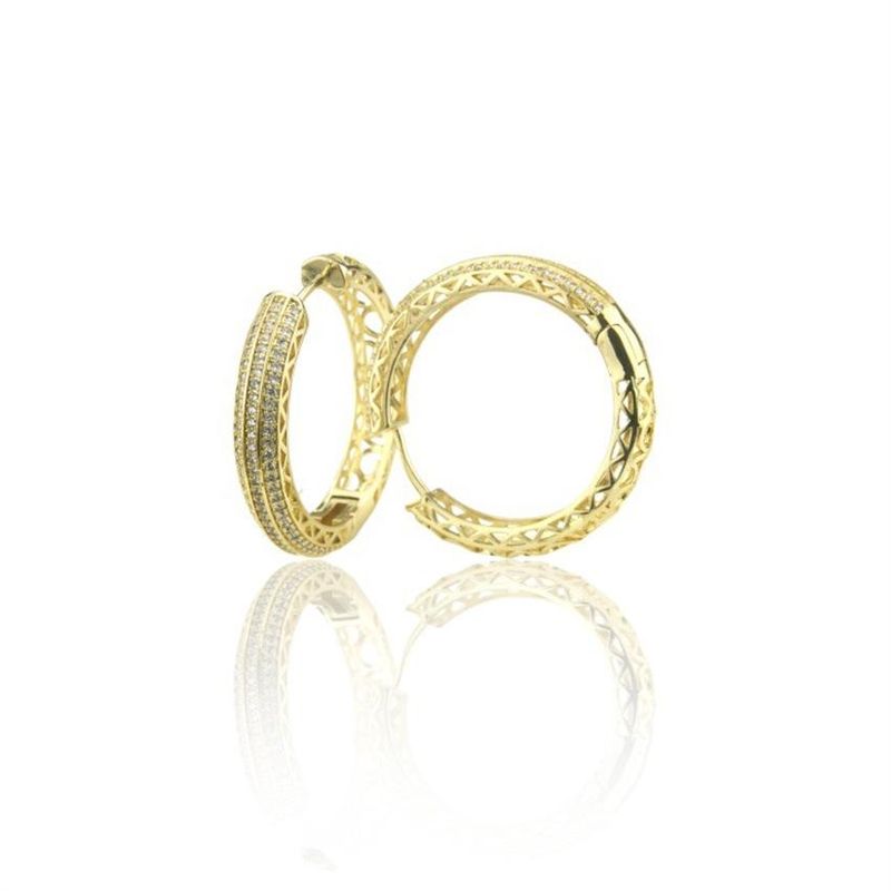 E-commerce Hot Gold-plated Inlaid Zirconium Hollow Earrings Factory Direct Fashion Pop Ring
