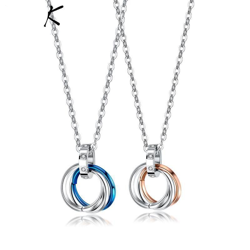 New Three-ring Pendant Titanium Steel Ring Interlocking Necklace Couple Stainless Steel Jewelry