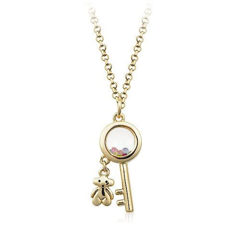Fashion Classic Bear Key Quicksand Crystal Necklace