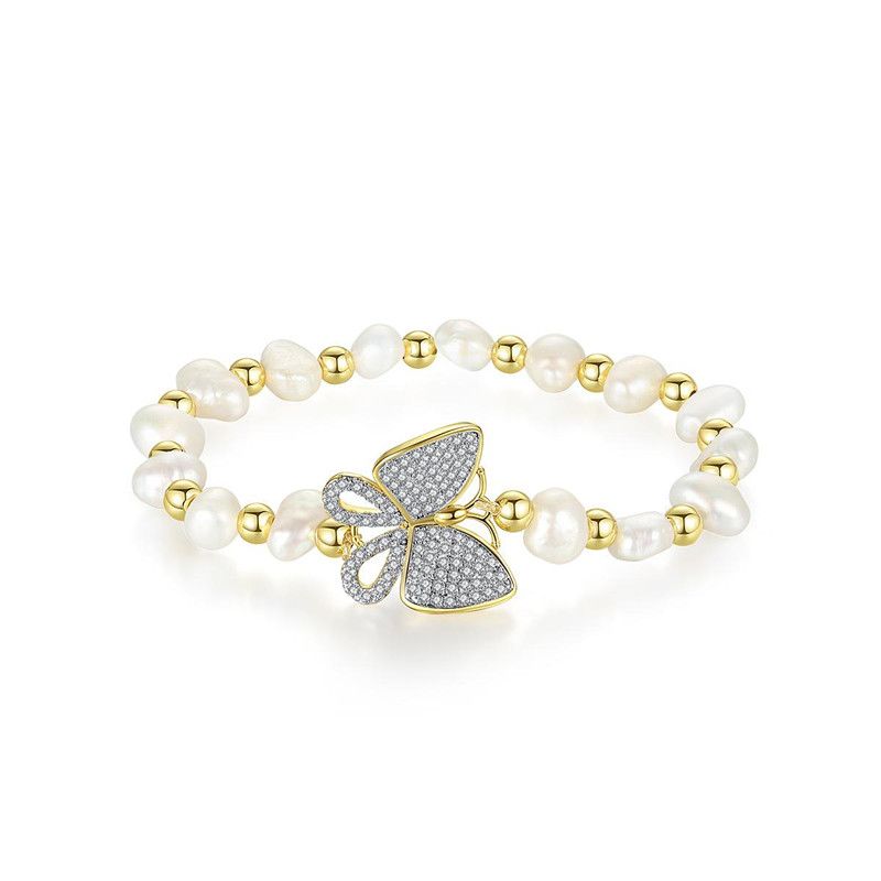 Jinse Ling Schmetterlings Armband Mode Damen Perlen Armband Armband Koreanische Version Des Neuen Kupfer Eingelegten Zirkonium Schmetterling Bankett Armband