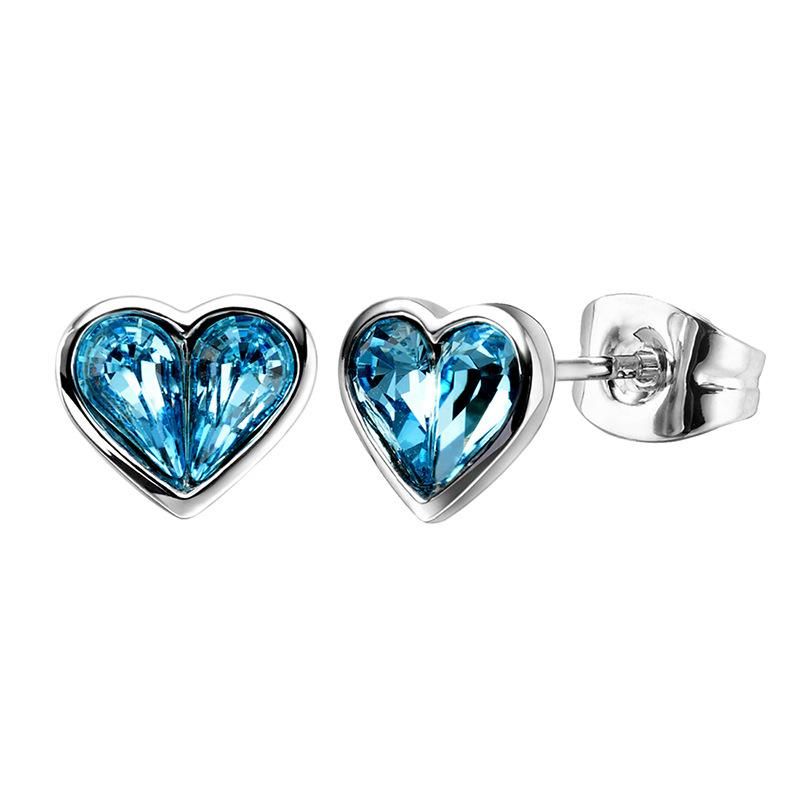 Heart Shaped Simple Austrian Crystal Stud Earrings Girls Earrings