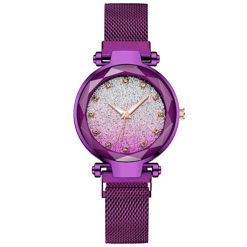 Diamond Net Red Star Sky Ladies Watch Magnet Stone Net With Lazy Table