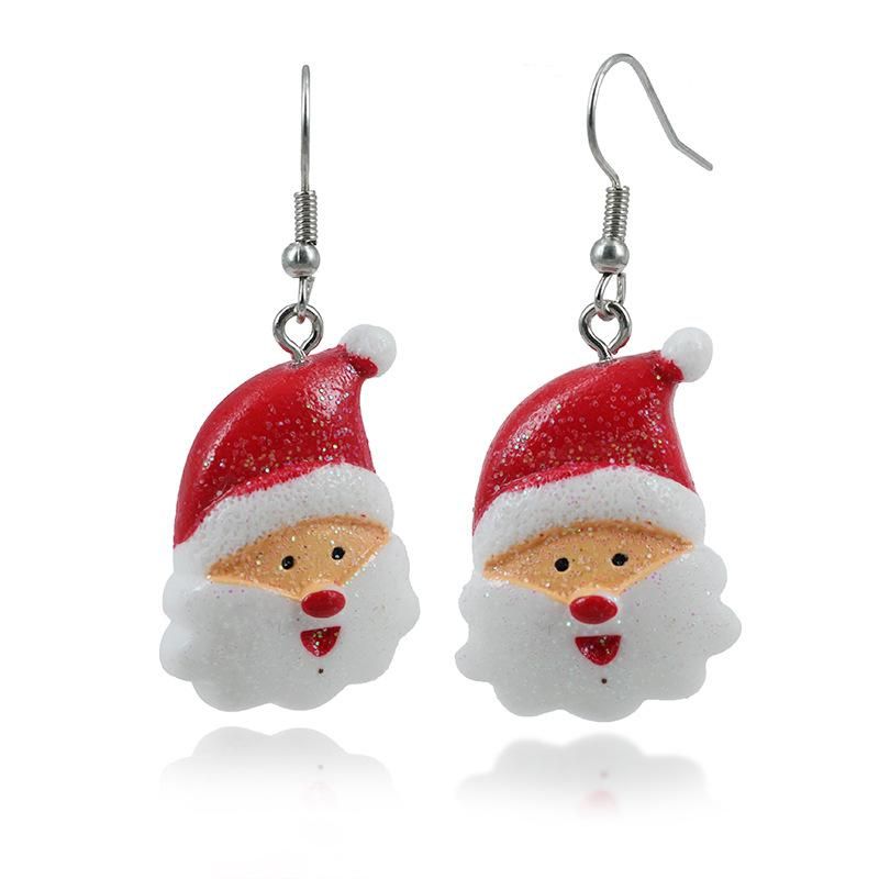 Cute Cartoon Acrylic Colored Santa Gift Earrings
