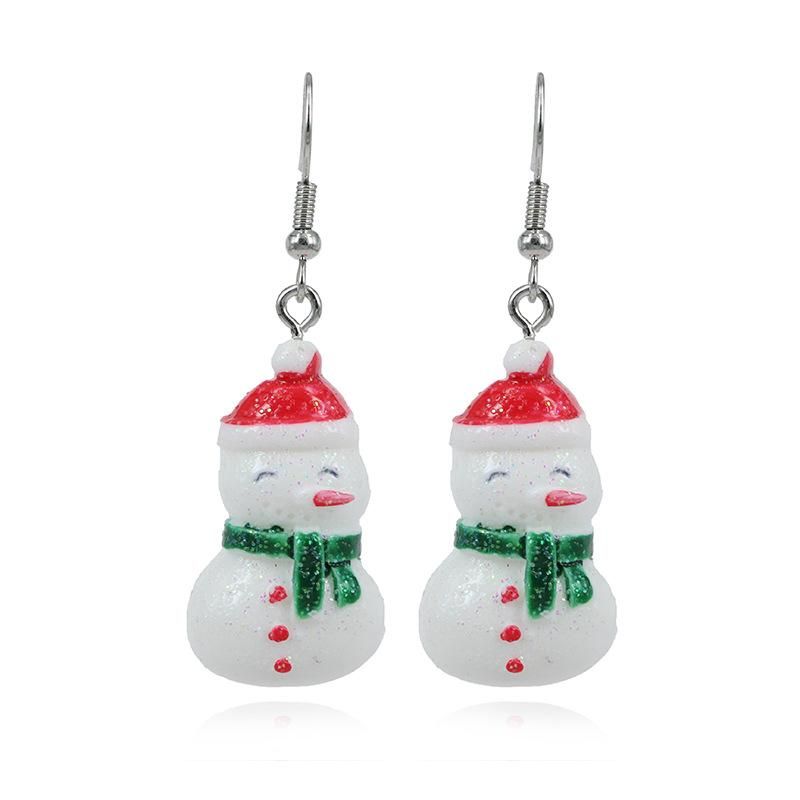 Exclusive For Cross-border Fashion White Snowman Stud Earrings Christmas Theme Ornament For Women Christmas Earrings Earrings Wholesale