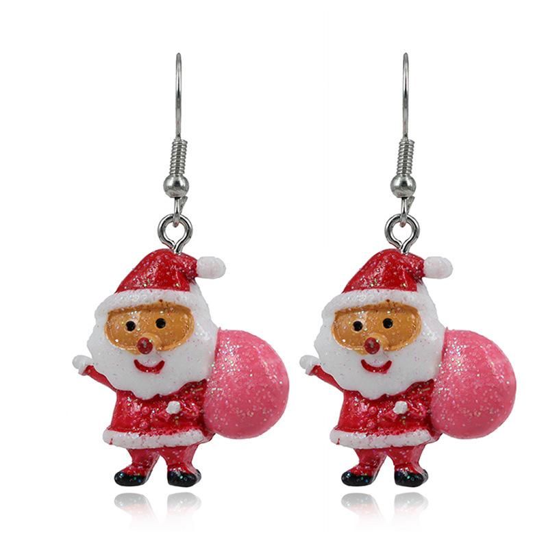 Cute Cartoon Acrylic Colored Santa Gift Earrings