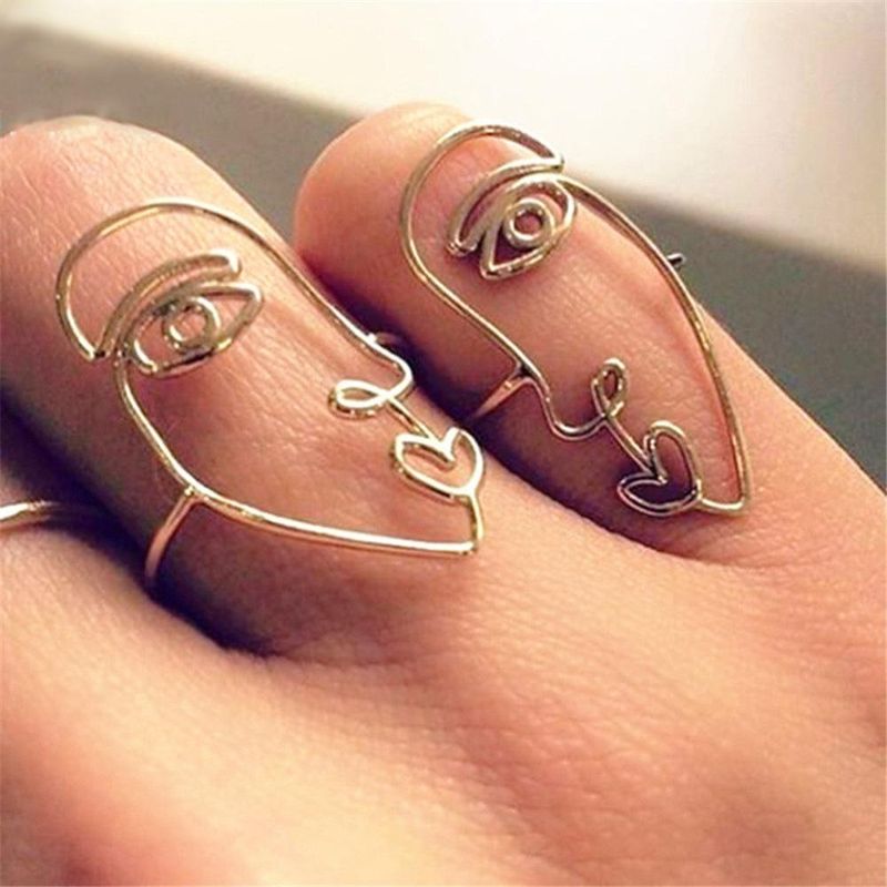 New Create Alloy Face Ring Fashion Simple Ring
