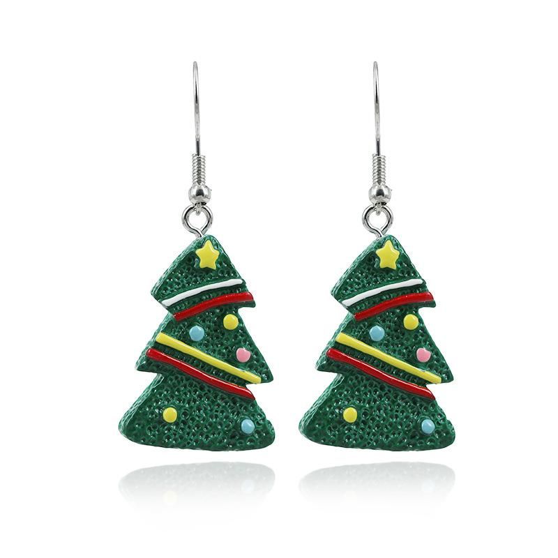 New Cute Cartoon Color Christmas Tree Gift Earrings