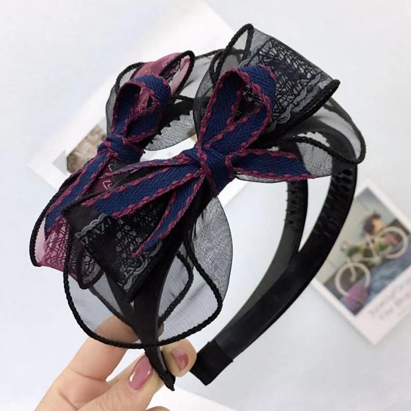 Headband Spring And Summer New Mesh Lace Multi-layer Bow Head Buckle With Teeth Non-slip Headband Hairpin Women