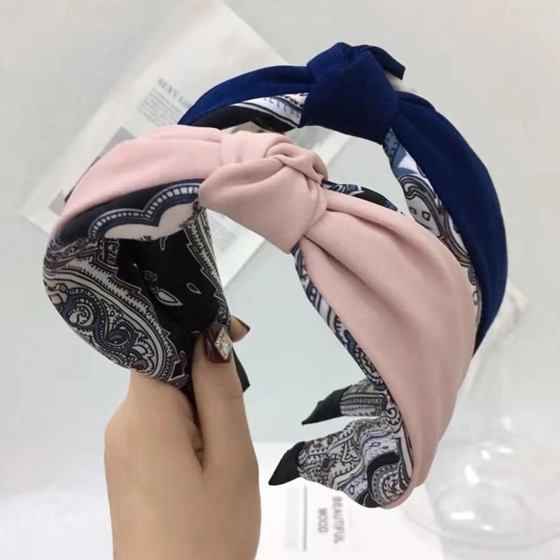 Großhandel Neues Stirnband Korea Kontrast Farbe Mitte Geknotete Haarkarte Koreanische Version Des Breiten, Rutsch Festen Stirnbandes Haarschmuck Großhandel