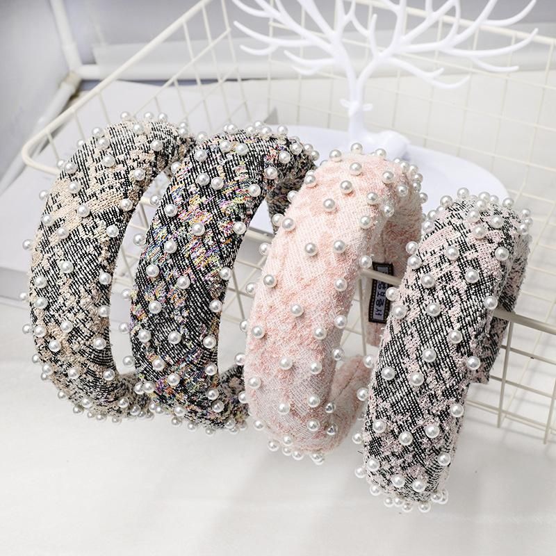 Europe And The United States Material Nails Pearl Sponge Headband Fashion Small Fragrance Headwear
