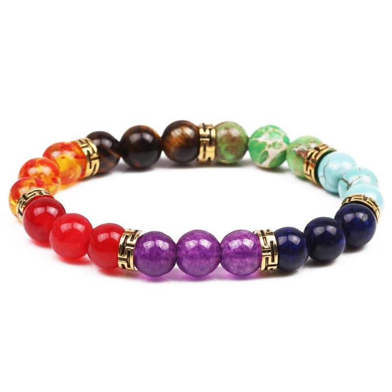 Natural Stone Colorful Chakra Energy Yoga Bracelet 8mm Bracelet Bracelet