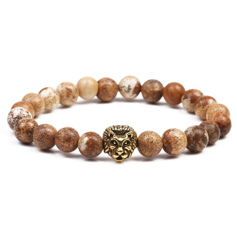 Neues Produkt   Hot Sale Achat Perlen Armband Bild Stein Löwenkopf Buddha Perlen Armband