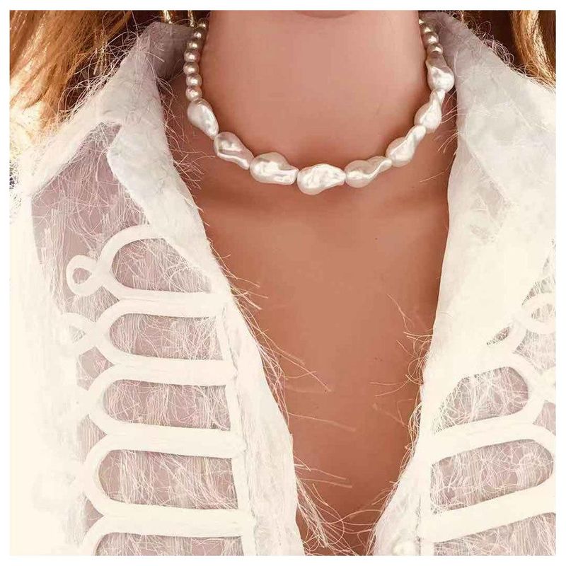 Temperament Geometric Shaped Imitation Pearl Handmade Beaded Necklace Female