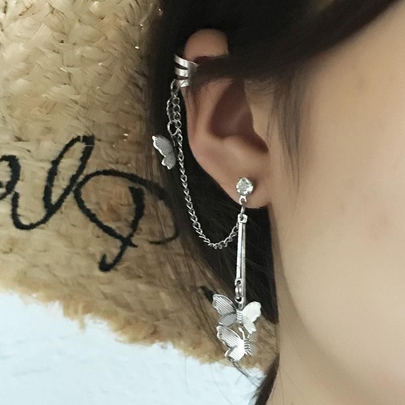 Fashion Earrings Butterfly Earrings Silver Ear Bone Clip One