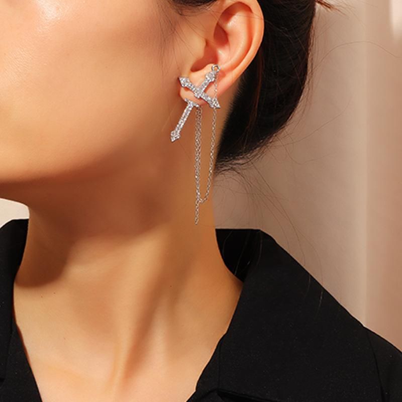 Earrings Personalized Fashion Cross Stud Earrings Creative Micro-studded Long Single