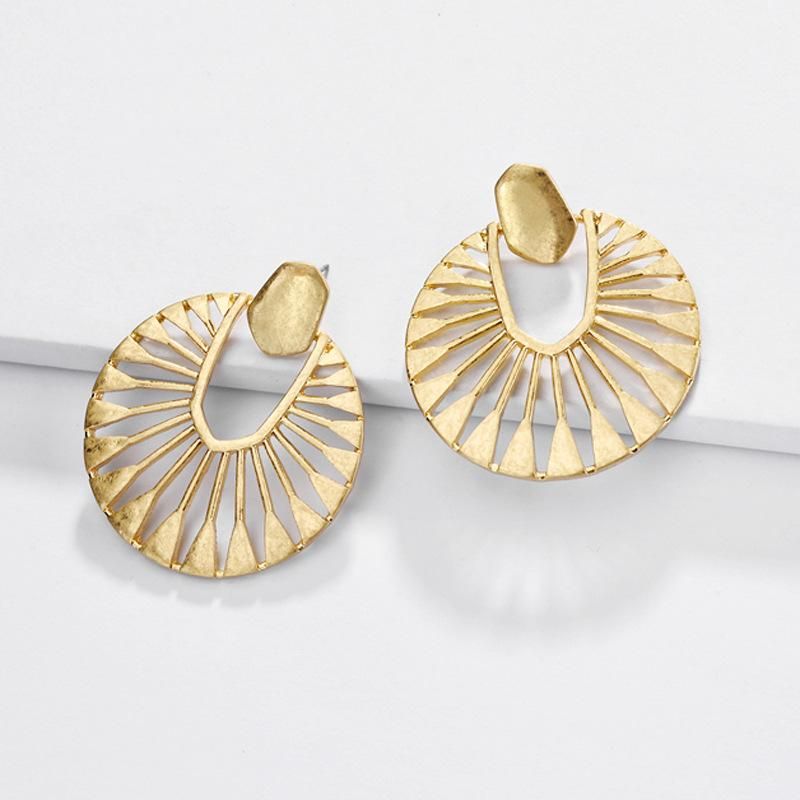 Jewelry Earrings Alloy Hollow Fan-shaped Female Earrings
