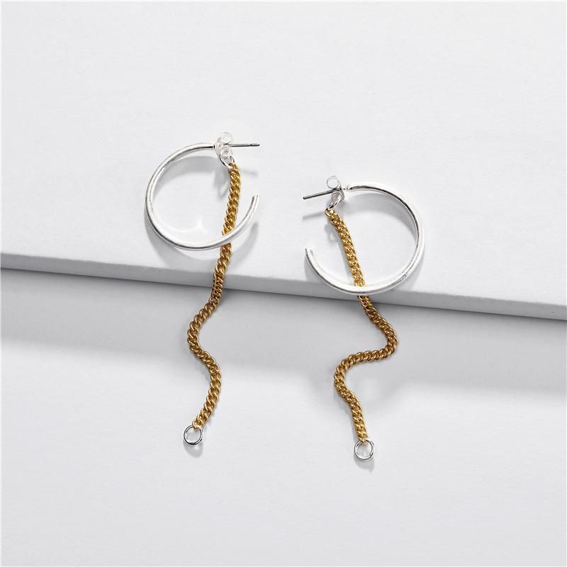 Jewelry Earrings Two-color Plating Chain C Word Female Dual-use Earrings New Earrings