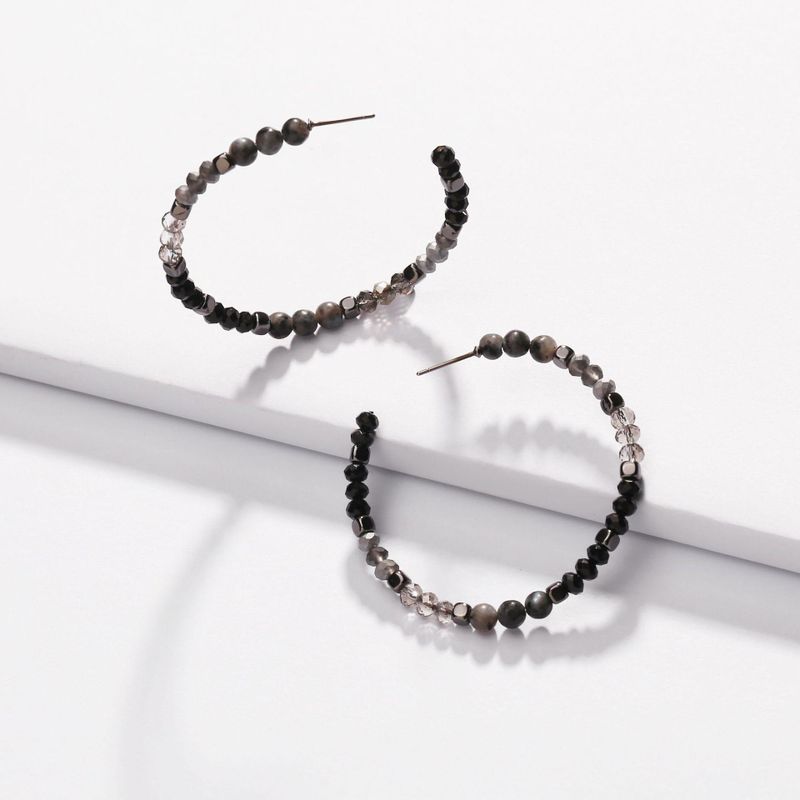 Qingdao Daiwei Europäische Und Amerikanische Ohrringe Schmuck C-ring Kristall Original Stein Perlen Frauen Ohrringe Neue Ohrringe