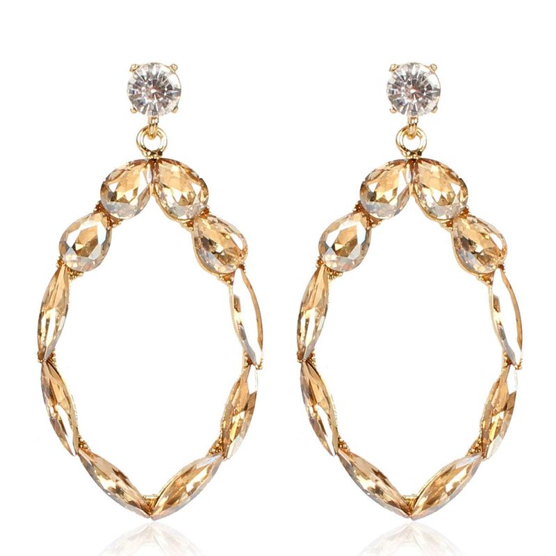 Colorful Diamond Earrings Fashion Personality Geometric Alloy Diamond Earrings Female