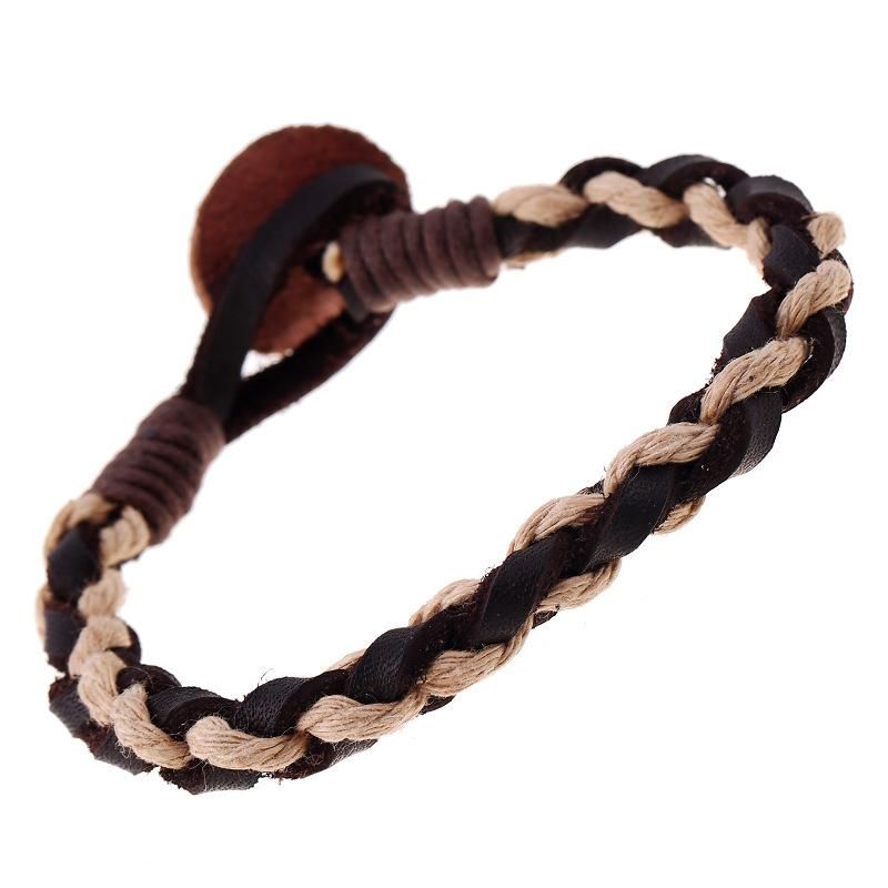 Jewelry Vintage Woven Hemp Leather Bracelet Men's Leather Bracelet