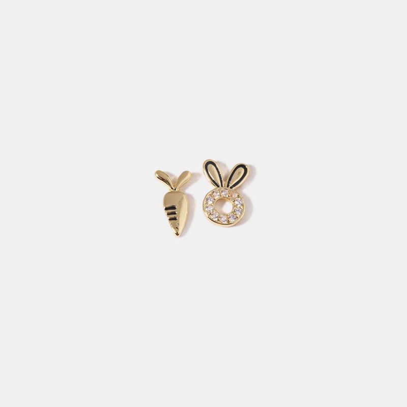 S925 Zircon Drop Oil Color Gold Earrings Earrings Female