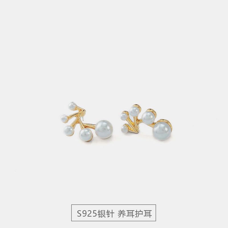 Korea Dongdaemun S925 Silver Needle Pearl Ohrringe All-match Trendy Girl Street Shooting Einfache Kreative Ohrringe Großhandel