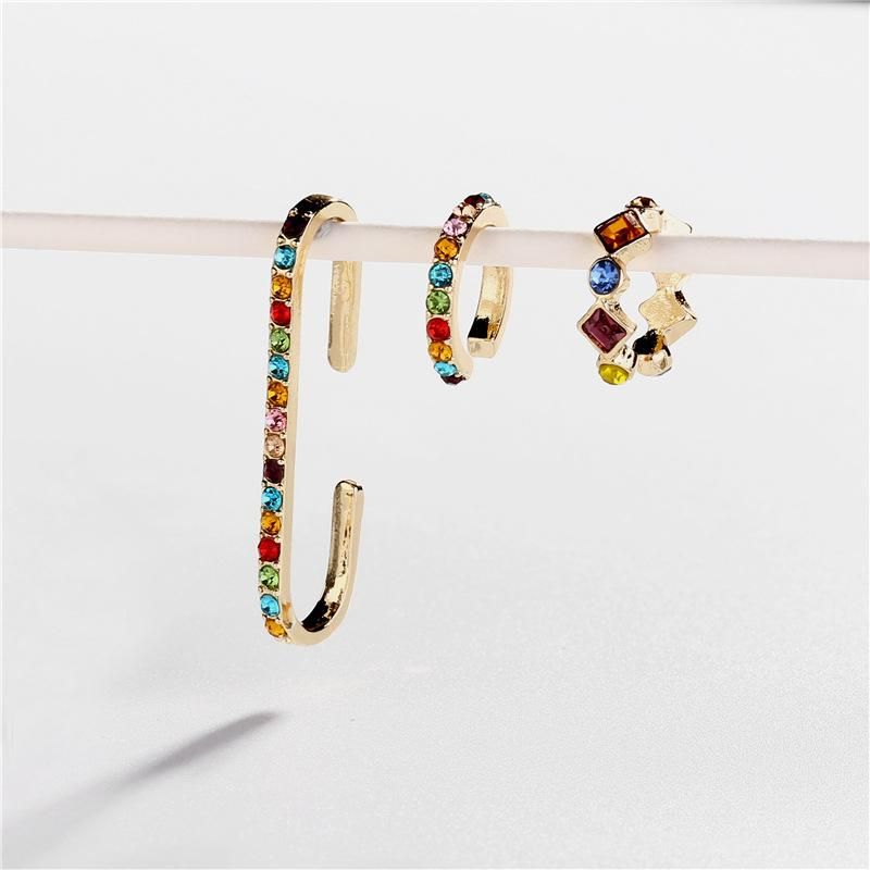 Earrings Jewelry Color Diamond Gem Ear Clips Three Sets Of New Ear Bone Clip