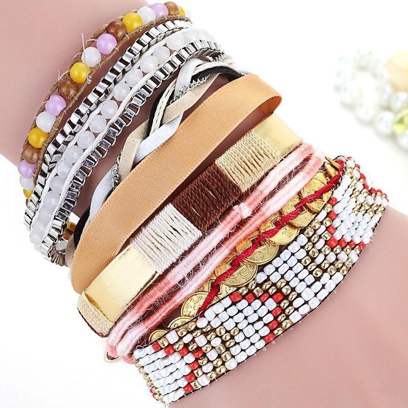 Fashion Woven Multi-layer Mixed Color Versatile Bracelet Nhmm156130