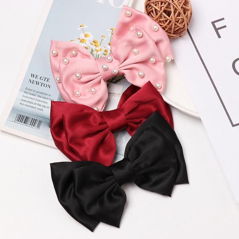 New Chiffon Printed Two-layer Bow Spring Clip Hairpin Nhjj156626