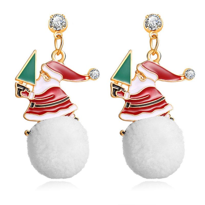 Creative Snowball Drop Oil Alloy Christmas Snowman Earrings Nhpj156811