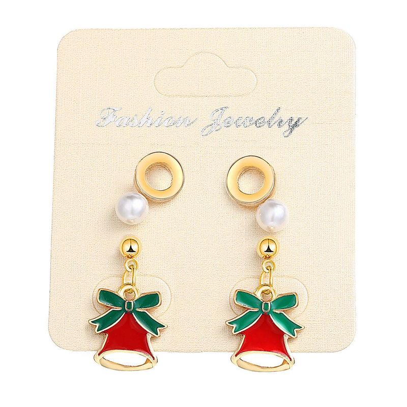 Fashion Pearl Christmas Bell Stud Earrings Set 2 Pairs Nhpj156814