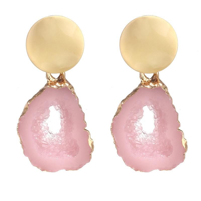 Irregular Hollowed Out Natural Crystal Stone Earrings Nhpf157137