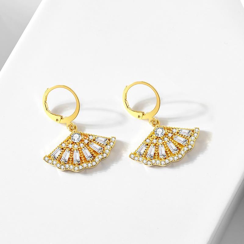 Temperament Wild Fan-shaped Diamond Design Earrings Nhll157224