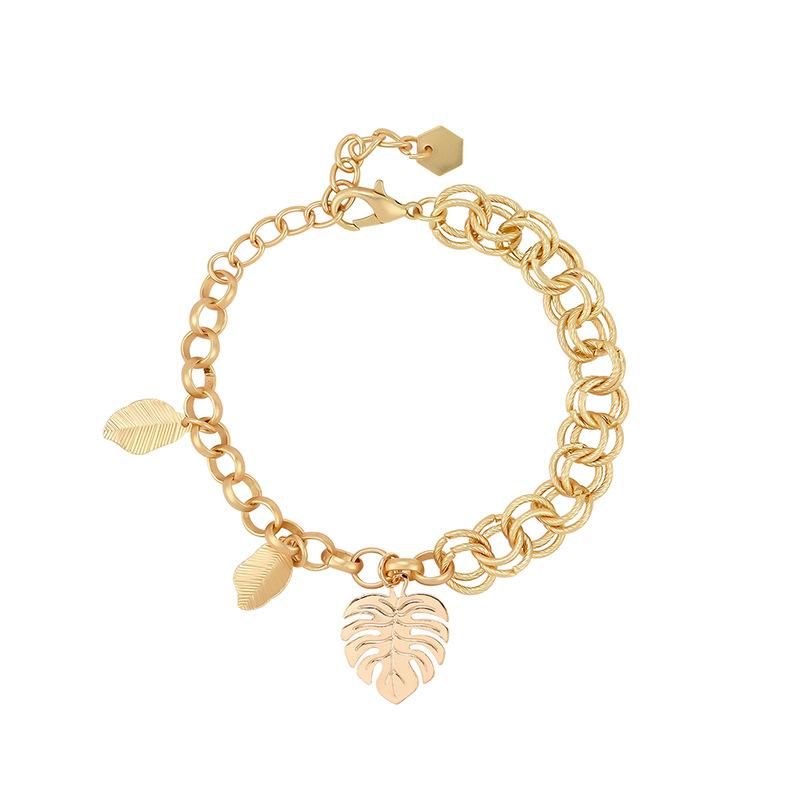 Korean Version Of The Creative Personality Fashion Asymmetric Geometric Leaves Alloy Bracelet