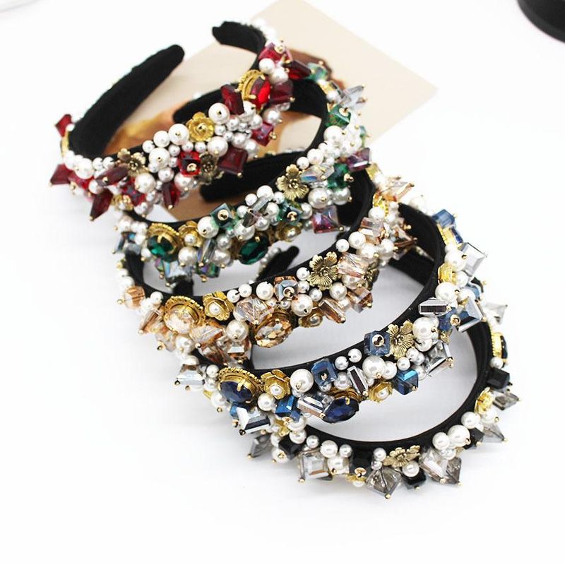 Baroque Headband Fashion Ball Geometric Crystal Full Diamond Hair Accessories Bridal Headband