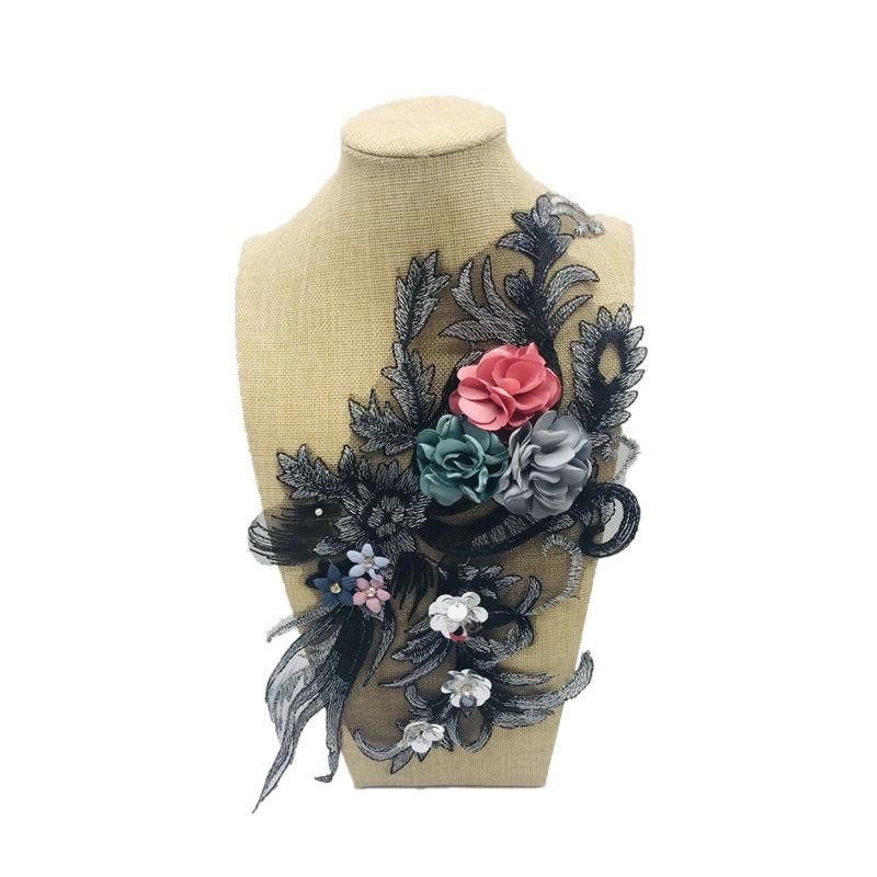 Longs Heng Embroidery European Station 2019 Gezeiten Version Spitze Farbe Blume Pailletten Perlen Blume Dekoration Kleidung Aufkleber