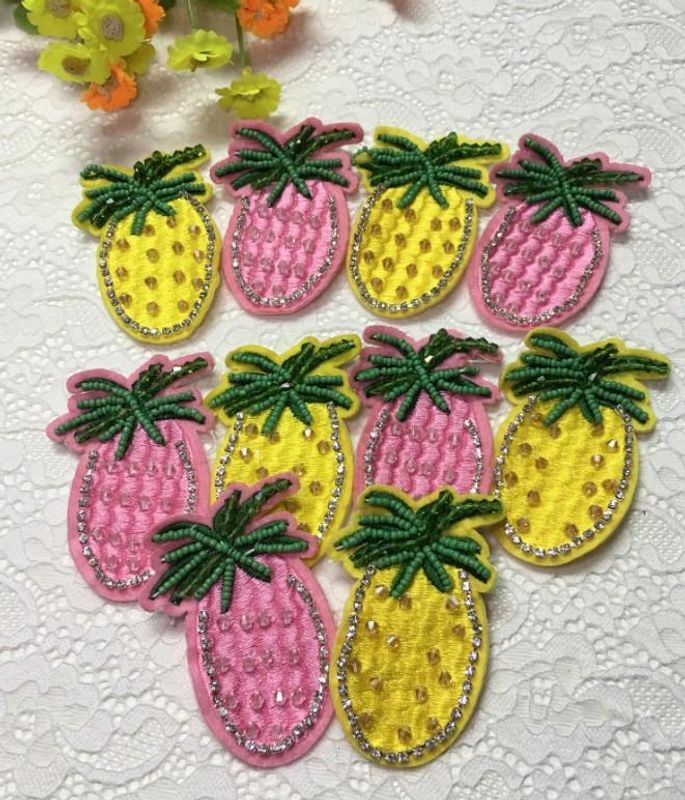 Sequins Embroidered Cloth Stickers Fruit Embroidery Stickers Pineapple Diy Handmade Accessories