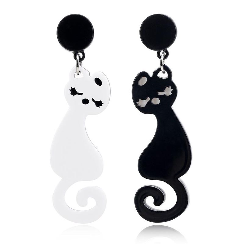 Long Earrings Acrylic Cute Cartoon Black And White Cat Earrings Earrings Female