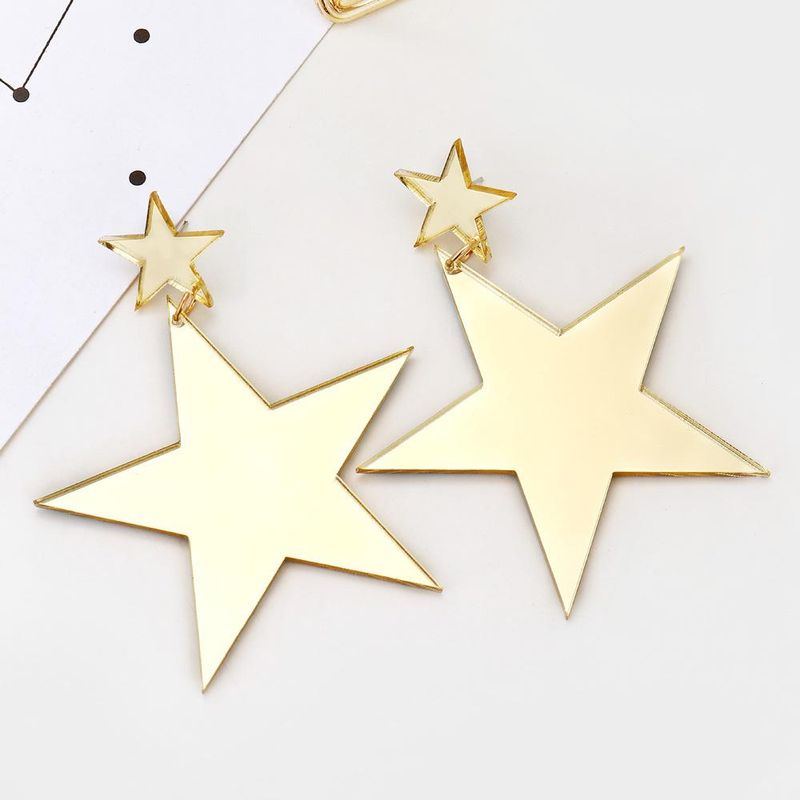 Fashion Gold Acrylic Five-pointed Star Earrings Creative Long Earrings