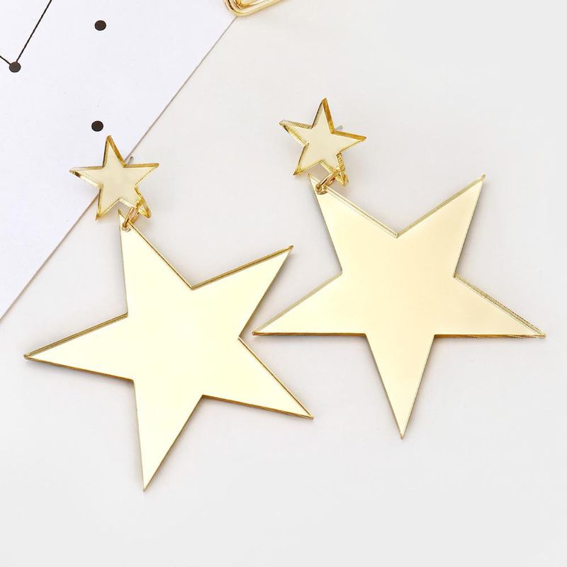 Vente Chaude En Europe Et Amérique 2019 À La Mode De Mode D'or Acrylique Pentagram Boucles D'oreilles Creative Tous-match Longue Oreille Goujons Boucles D'oreilles