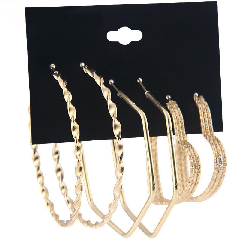 Explosion Earrings 3 To One Card Combination Set Earrings Female Heart-shaped Alloy Creative Earrings